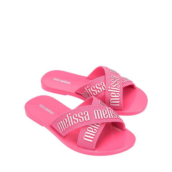 Mini Melissa M Lover Slide Infantil Rosa/Prata