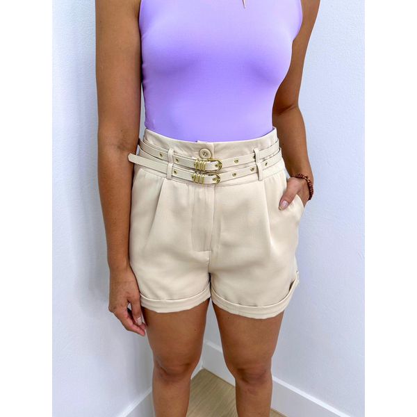 Short Alfaiataria Cinto Duplo Nude