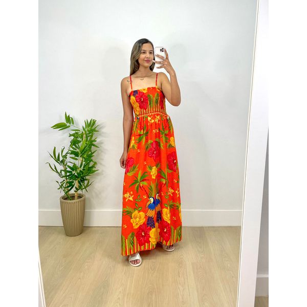 Vestido Mariah Estampa Floral Laranja