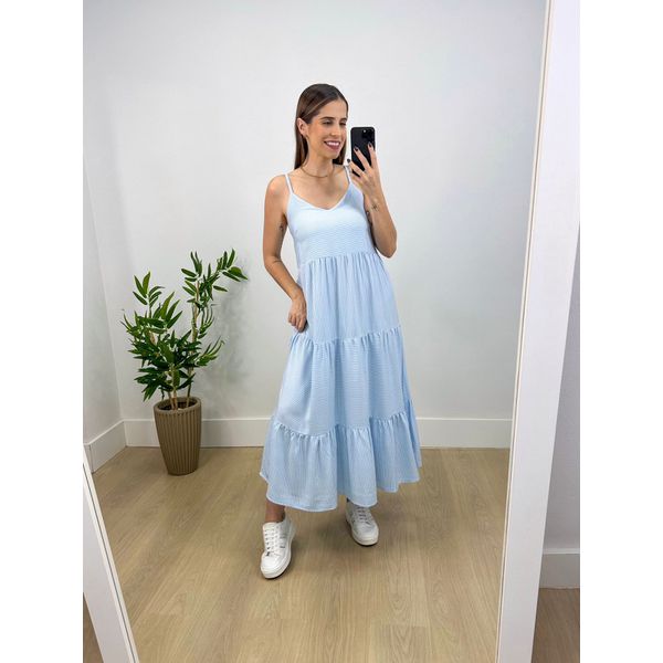 Vestido Maya Listrado Azul