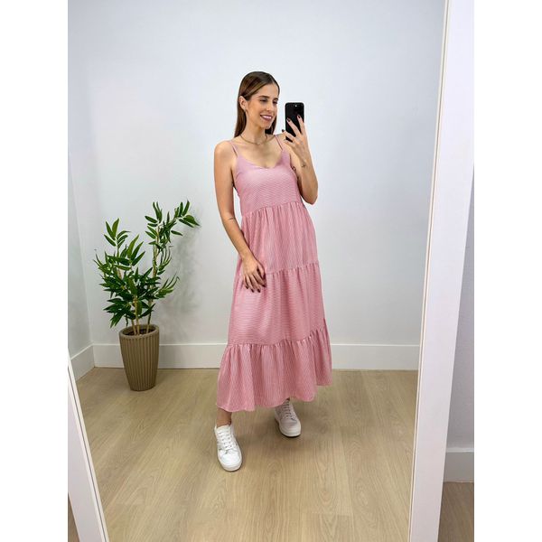 Vestido Maya Listrado Rosa
