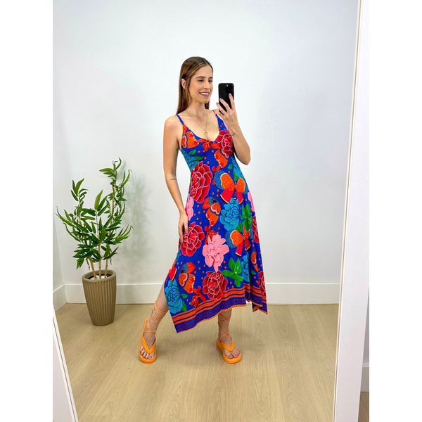 Vestido Midi Ster Estampa Floral Azul