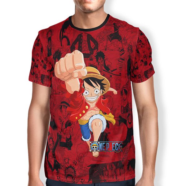 Camiseta Masculina 100 Poliester Estampada One Piece Monkey D.Luffy