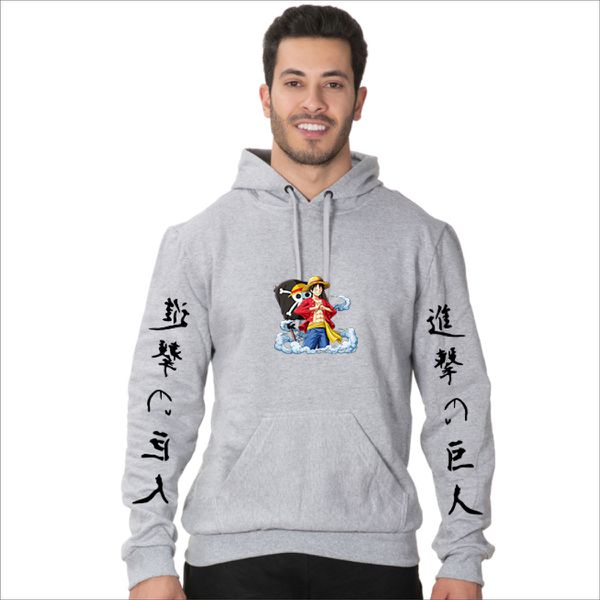 Blusa Moletom Adulto e Infantil Anime S rie Monkey D. Luffy Pirata do Chap u de Palha One Piece Mang com Bolso Canguru e Capuz Cinza