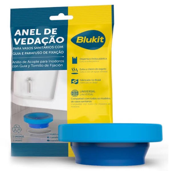Anel de vedação para vaso sanitário com guia azul - Blukit