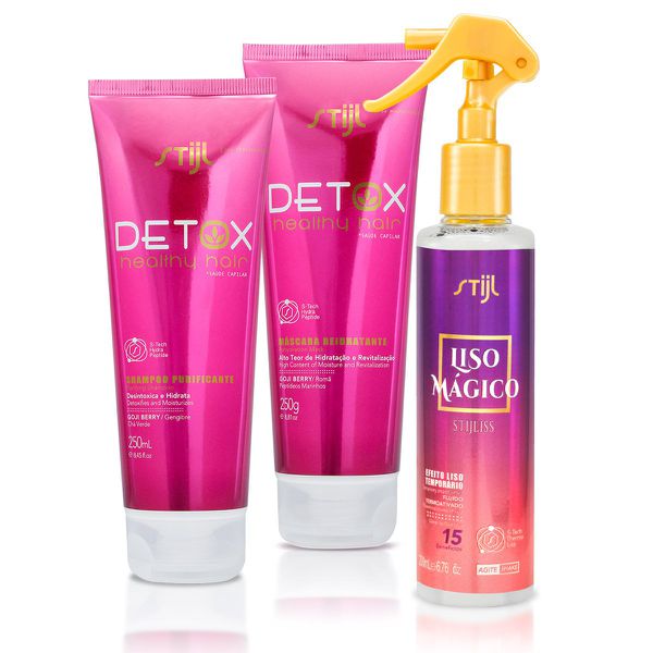 KIT LISO E HIDRATADO SHAMPOO MASCARA FLUIDO LISO M