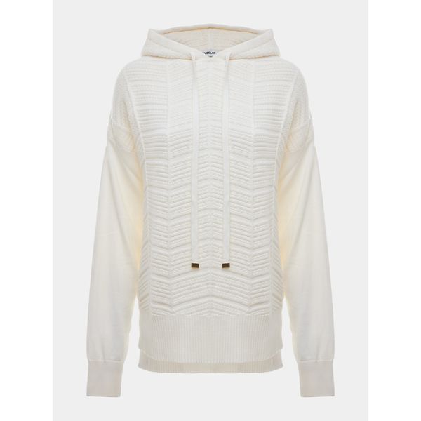 BLUSA EM TRICOT TRABALHADA COM CAPUZ OFF WHITE ANSELMI