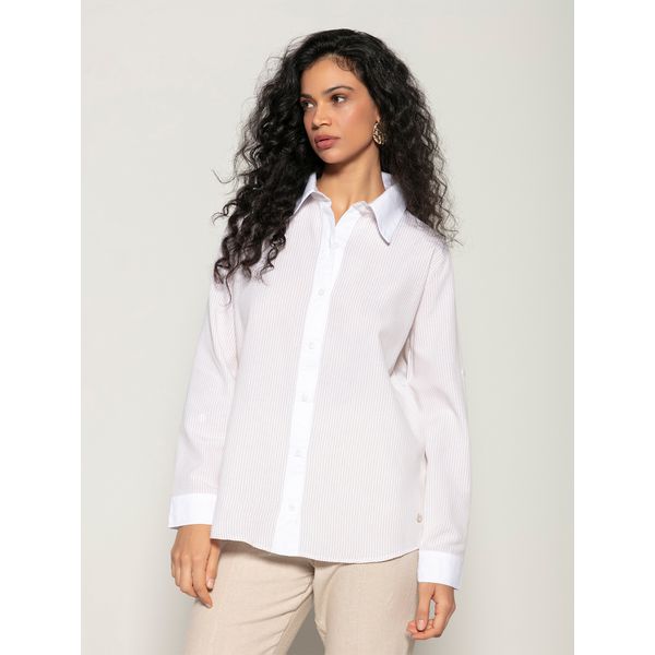 Camisa Listrada Bege Biamar 