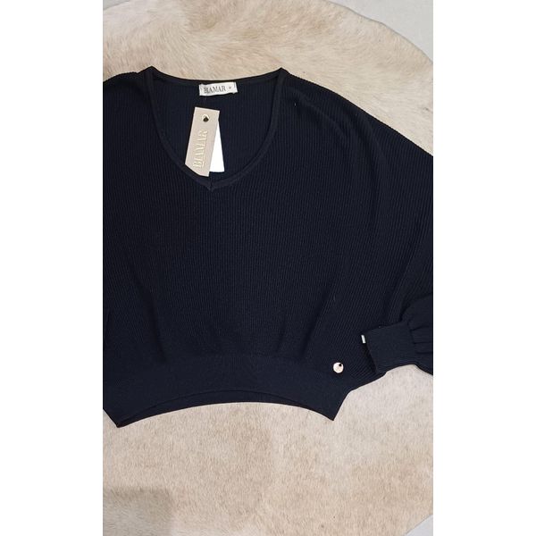 BLUSA TRICO CROPPED BIAMAR PRETO