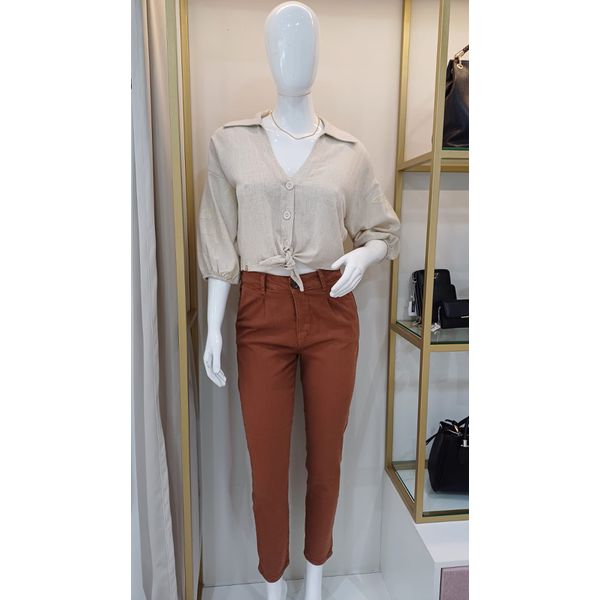 Calca jeans mom marrom