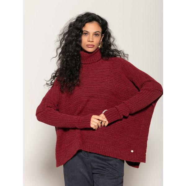 Capa Oversized c/ Mangas Removíveis e Gola Alta Biamar Bordo