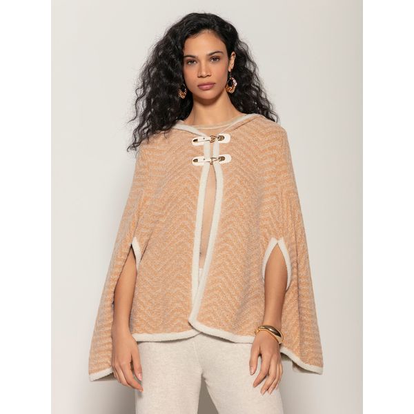 Capa c/ Padronagem Geométrica e Fechamento em Alamar Biamar Bege