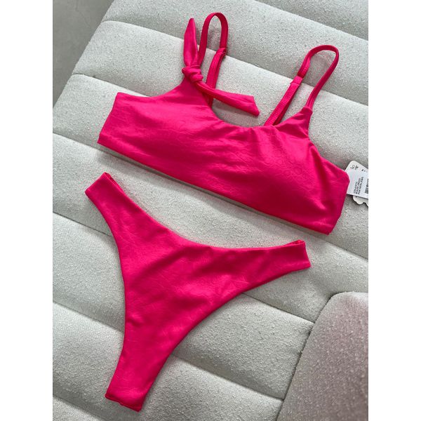 Biquini Top Croco Rosa