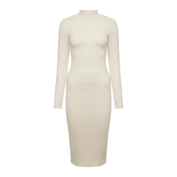 Vestido Canelado em Malha Anselmi Cru