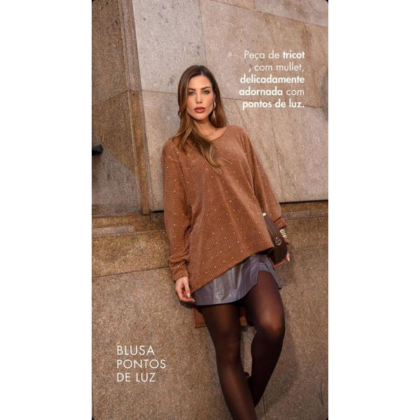 Blusa Tricot Ampla com Brilho