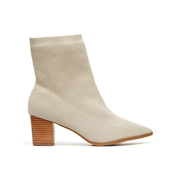Bota Bico Fino Malha Anselmi - Bege