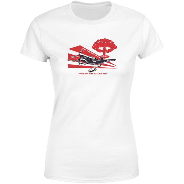 Camiseta Baby Look Feminina Branca P40 Airplane Treta Rockwear