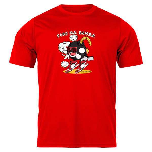 Camiseta Masculina Vermelha Fogo na Bomba Stillo's Brother