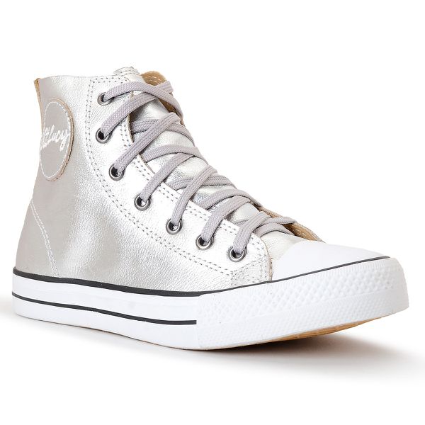 Bota Feminina Couro Legítimo New York - PRATA