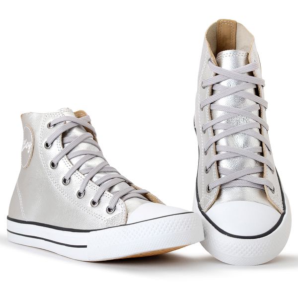 Bota Feminina Couro Legítimo New York - PRATA