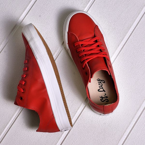 Tênis Feminino em Couro Legítimo Elisabeth - Vermelho
