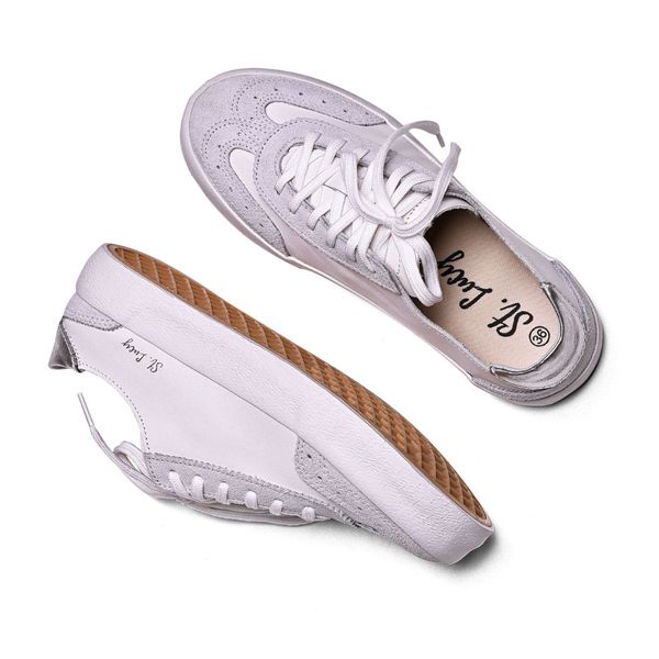 Tênis Feminino em Couro Legítimo Vivienne - Branco/Prata