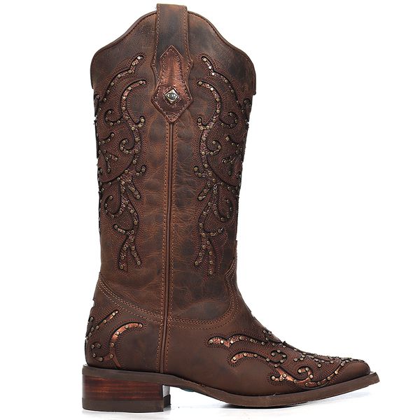Bota Western Feminina Vimar Boots 13258 Fóssil Castanho