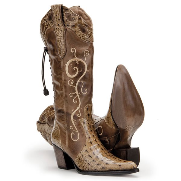 Bota Country Feminina Capelli Boots King Croco Caramelo