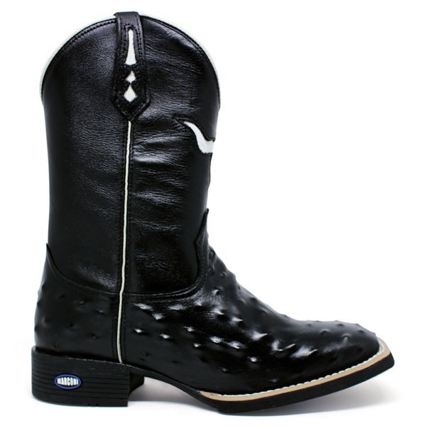 Bota Texana Masculina Marconi 7600 Avestruz Réplica Preto