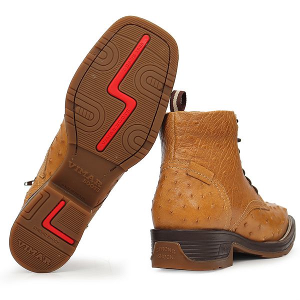 Coturno Strong Shock Vimar Boots 85012 Avestruz Original Conhaque