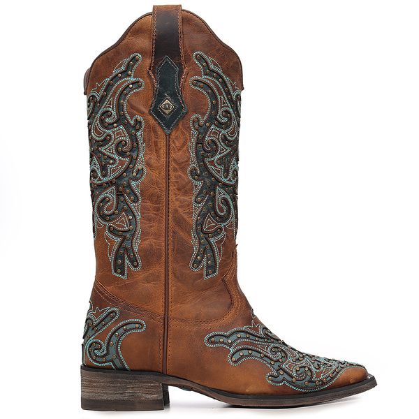 Bota Western Feminina Vimar Boots 13258 Fóssil Caramelo