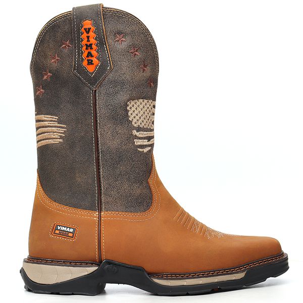 Bota Texana Masculina Vimar Boot Bandeira Eua Couro Dallas Bambú