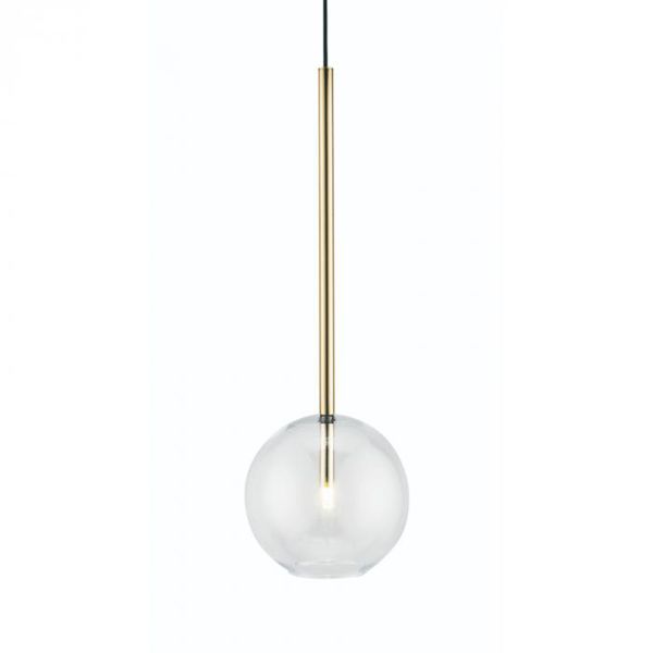  Pendente Upper Redondo Ø25x75cm Metal e Vidro - Klaxon