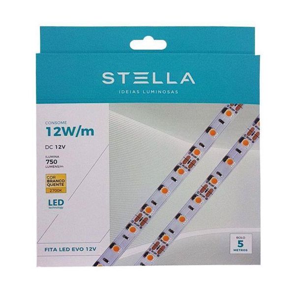 Fita de LED Evo Branco Quente 12V 12W 2700K - Stella STH6810/27
