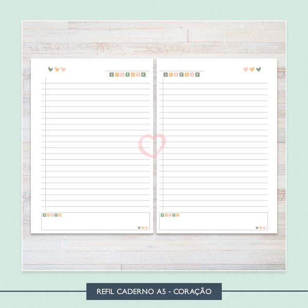 Refil Caderno A5 - Coração