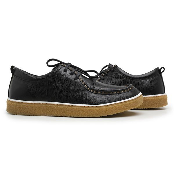 Sapato Derby Guitte Cacareco Preto Couro Legítimo