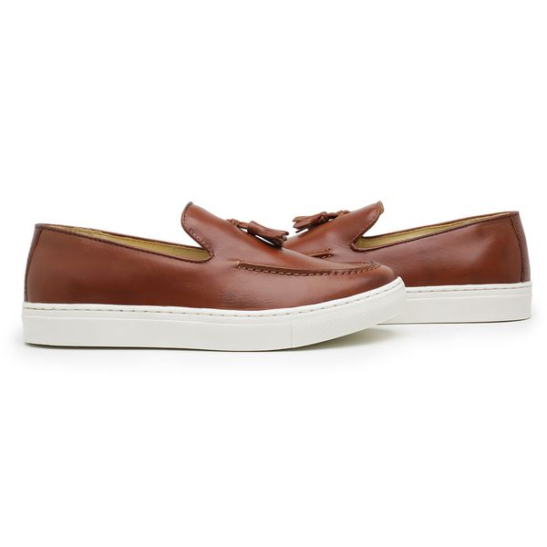 Sapato Loafer Guitte Bambulim Whisky Couro Legítimo