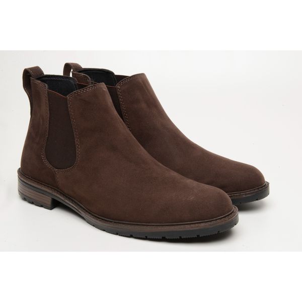 Bota Casual Masculina Chelsea Couro Camurça Marrom