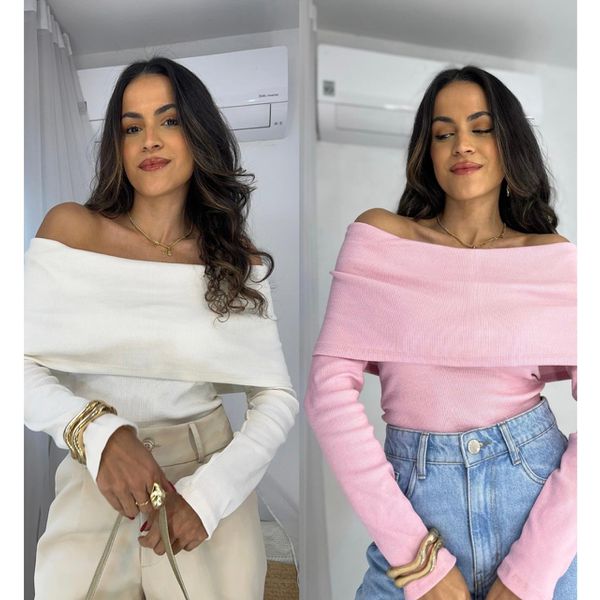 Compre o kit Blusa Ombro a Ombro Off + Rosa Bourn 