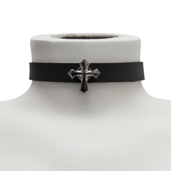 Choker Gargantilha com Pingente de Cruz Minimalista