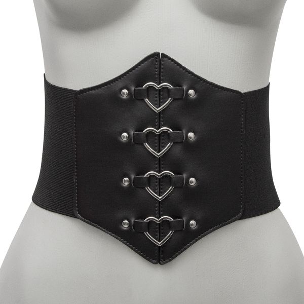 Corset Espartilho Preto com Contornos de Coração