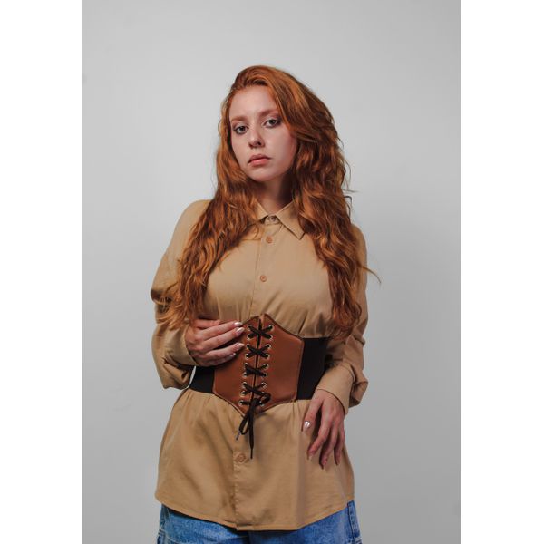 Corset Espartilho Marrom com Cadarço