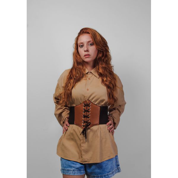 Corset Espartilho Marrom com Cadarço