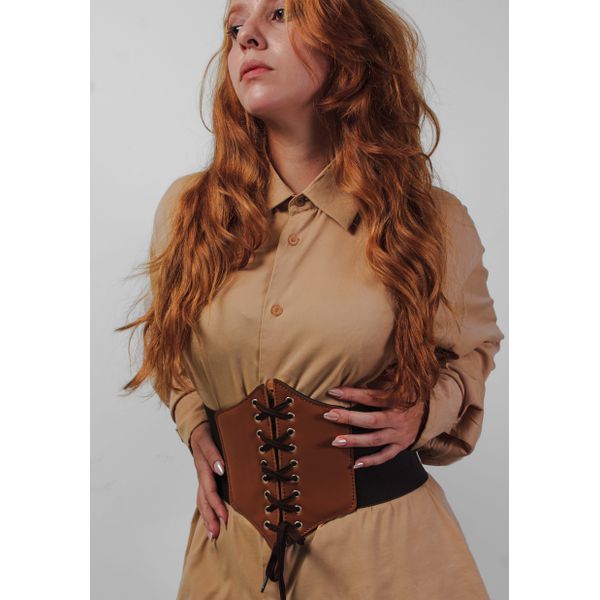 Corset Espartilho Marrom com Cadarço