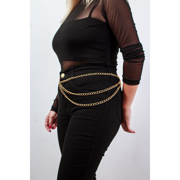 Acessório Cinto Body Chain com Três Correntes Dourado
