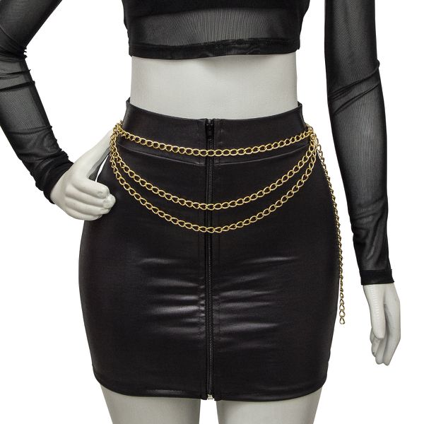 Acessório Cinto Body Chain com Três Correntes Dourado