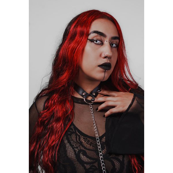 Harness de Corpo In Chains Preto com Correntes Franjinhas na Cintura