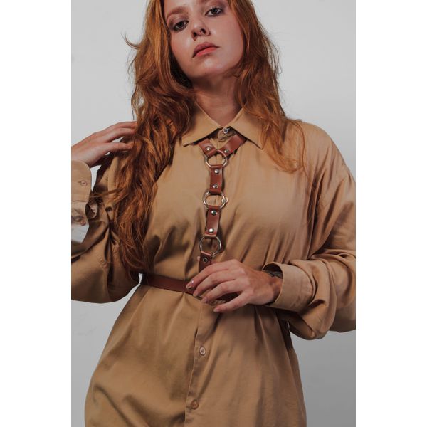 Harness Marrom de Corpo com Três Argolas