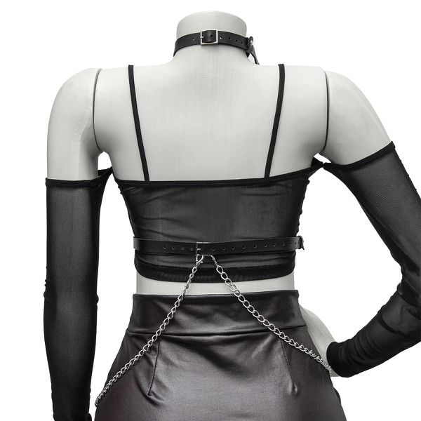 Harness de Corpo In Chains Preto com Correntes Franjinhas na Cintura