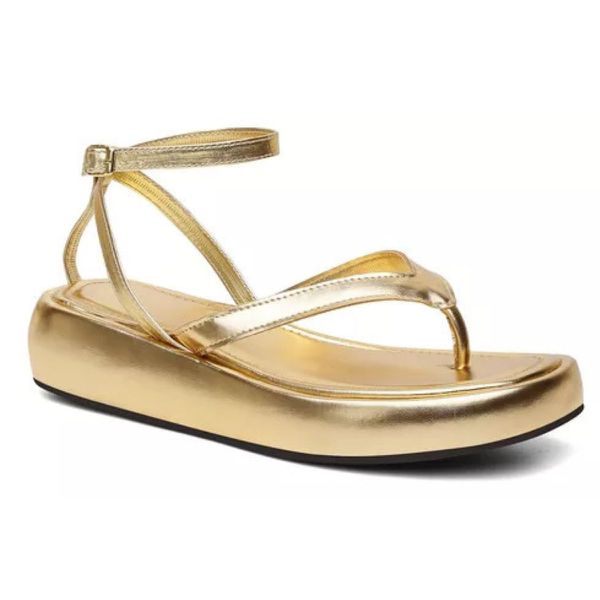 SANDÁLIA FEMININA FLAT PLATAFORMA DOURADA